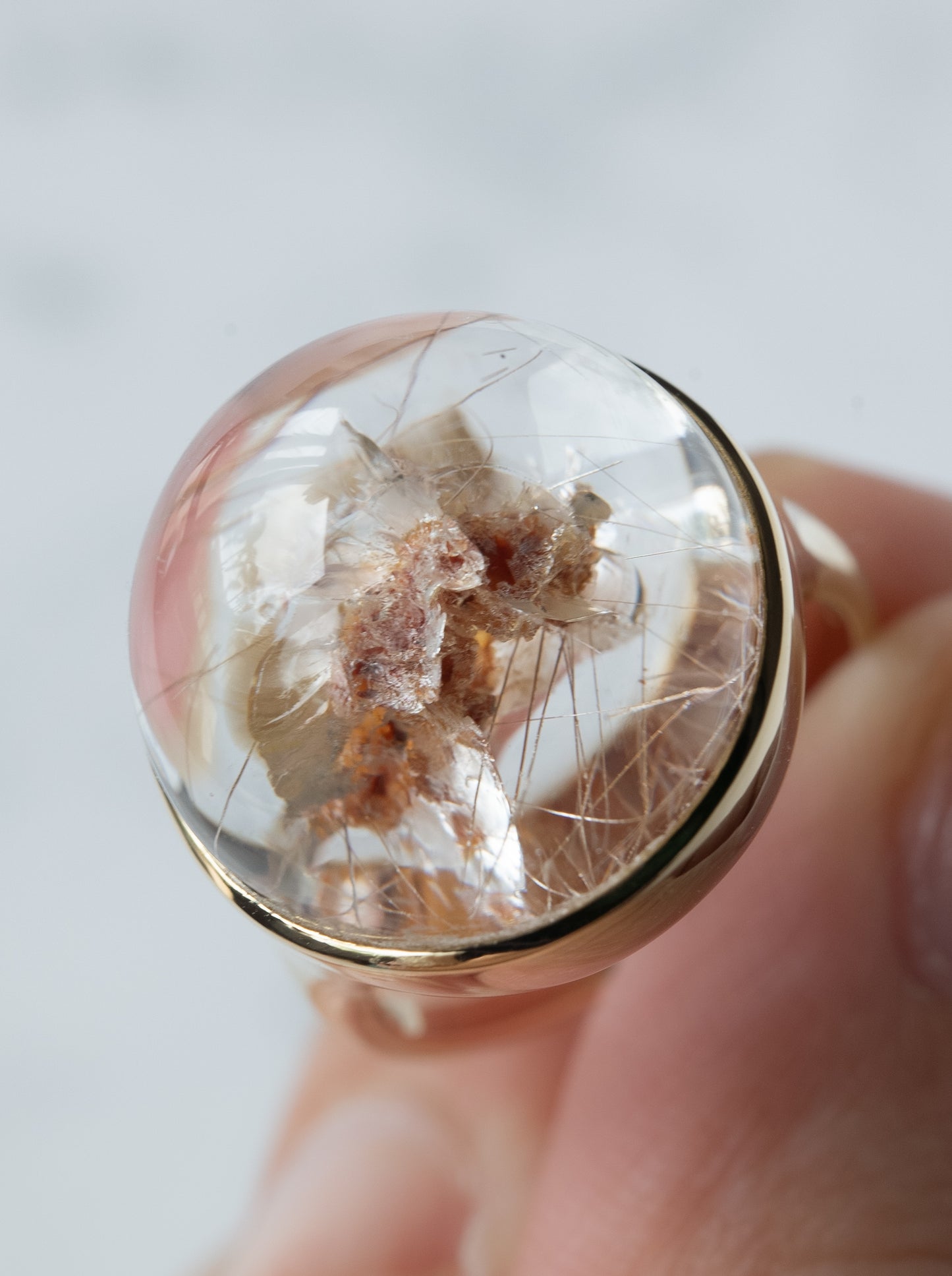 Flower Inclusion Quartz Ring