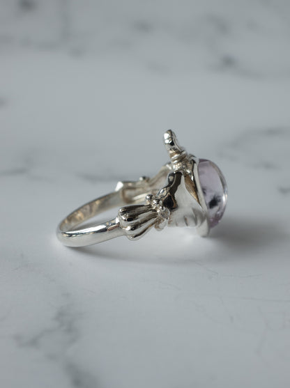 Hollandite in Quartz Claddagh Ring
