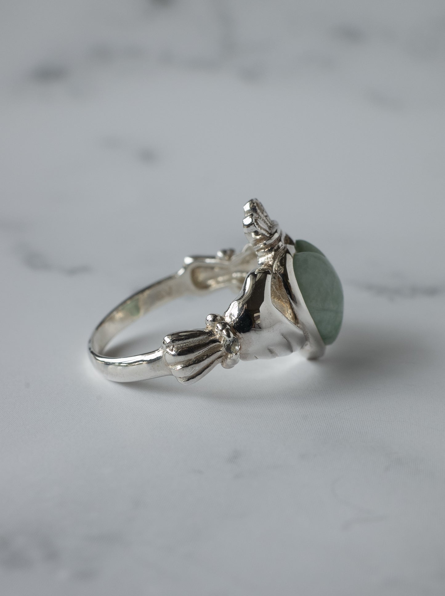 ITOIGAWA Jadeite Claddagh Ring