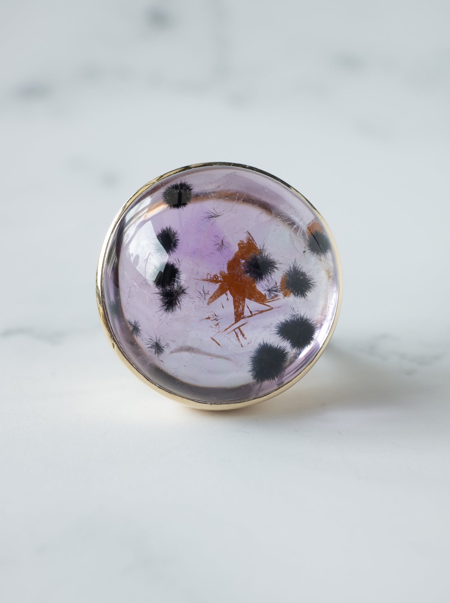 Romanechite in Quartz Ring