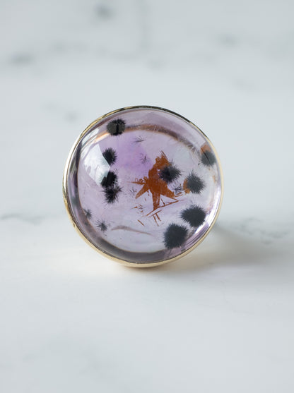 Romanechite in Quartz Ring