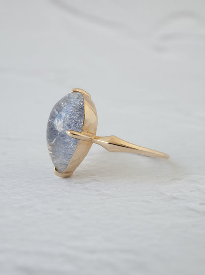 Dumortierite in Quartz Ring - 2