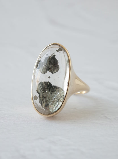 Marcasite in Quartz Ring