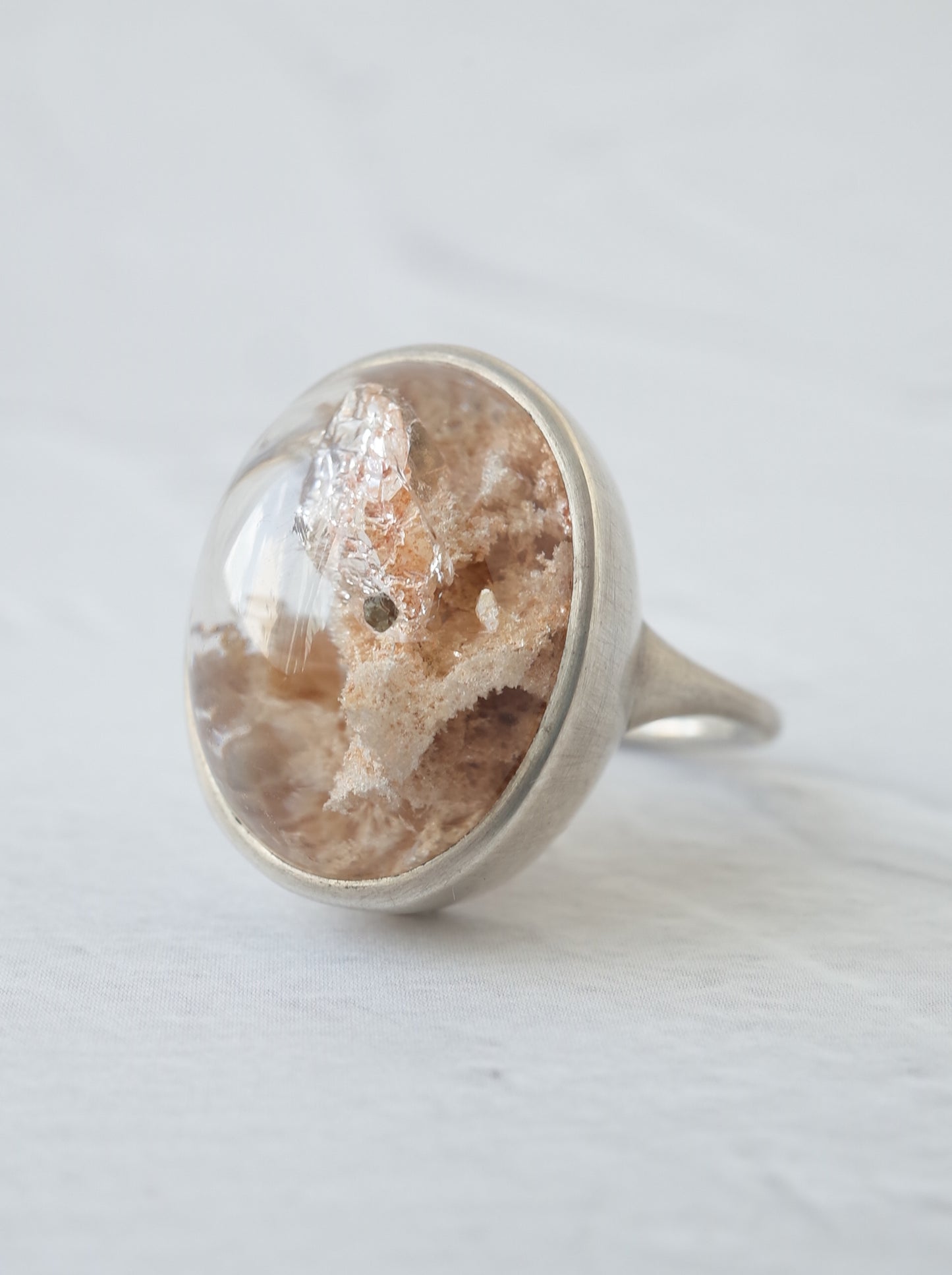 Pyrite in Garden Quartz Ring