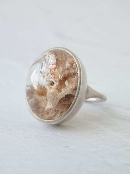 Pyrite in Garden Quartz Ring