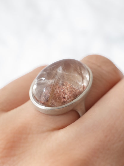 Pink Rutilated Garden Quartz Ring -2