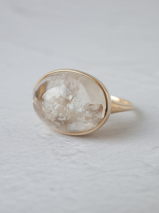 White Garden Quartz in Quartz Ring  - 1