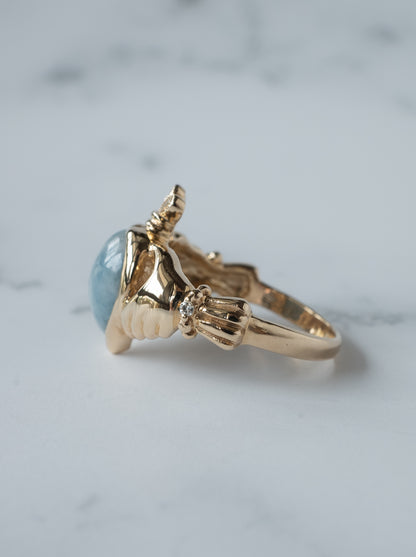 ITOIGAWA Blue Jadeite Claddagh Ring