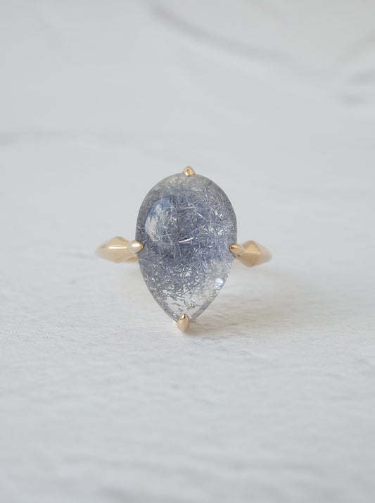 Dumortierite in Quartz Ring - 2