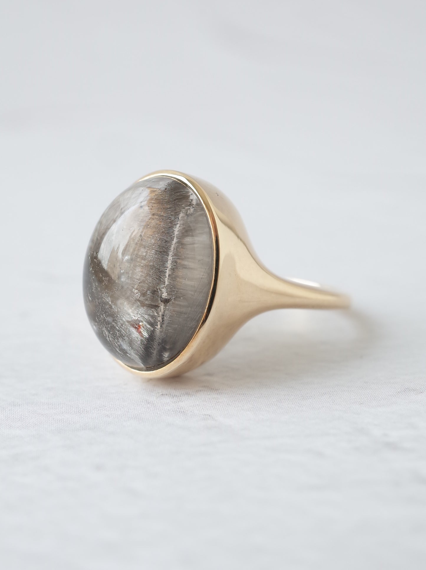 Platinum Rutilated Quartz in Quartz Ring