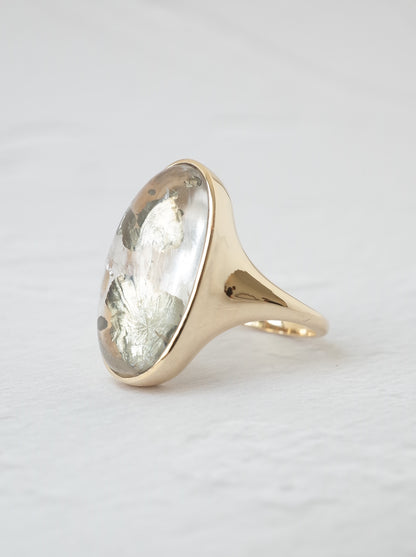 Marcasite in Quartz Ring
