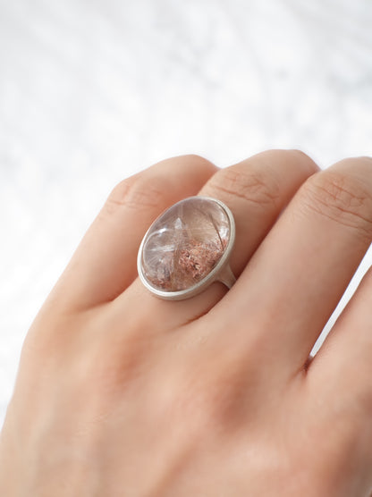 Pink Rutilated Garden Quartz Ring -2