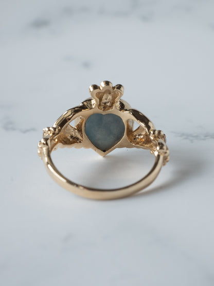 ITOIGAWA Blue Jadeite Claddagh Ring