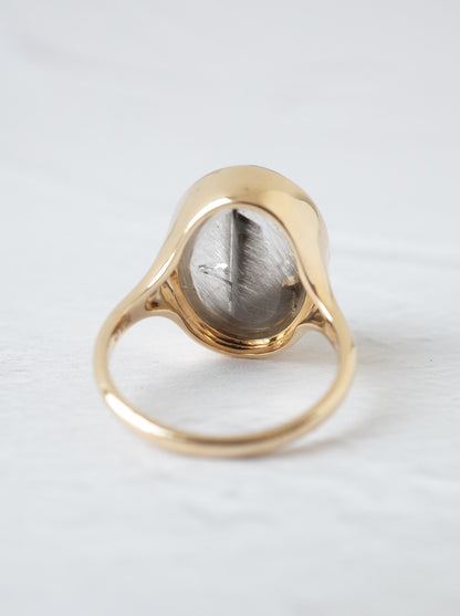 Platinum Rutilated Quartz in Quartz Ring