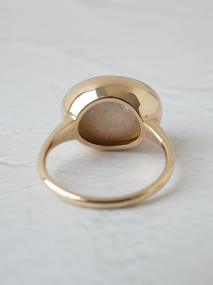 Rutile Crystal in White Garden Quartz  Ring