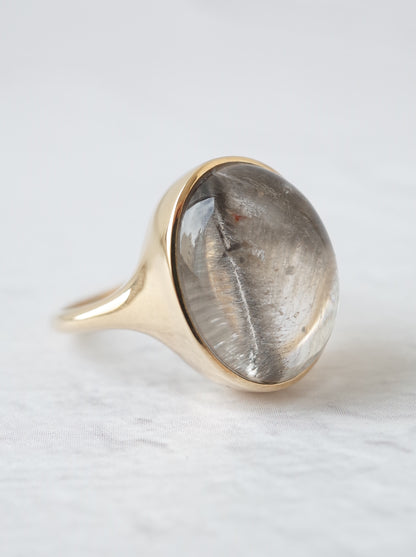 Platinum Rutilated Quartz in Quartz Ring