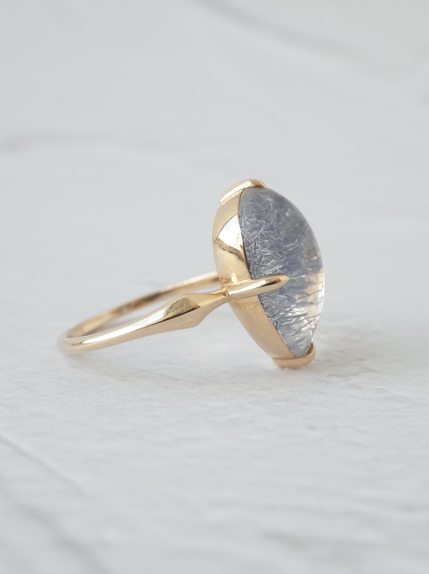Dumortierite in Quartz Ring - 2