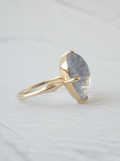 Dumortierite in Quartz Ring - 2