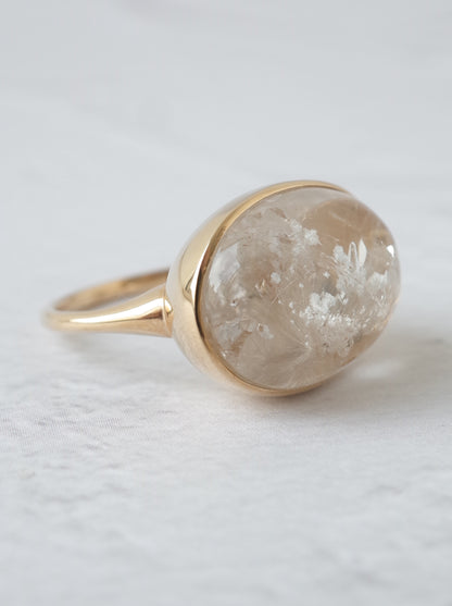 White Garden Quartz in Quartz Ring  - 1