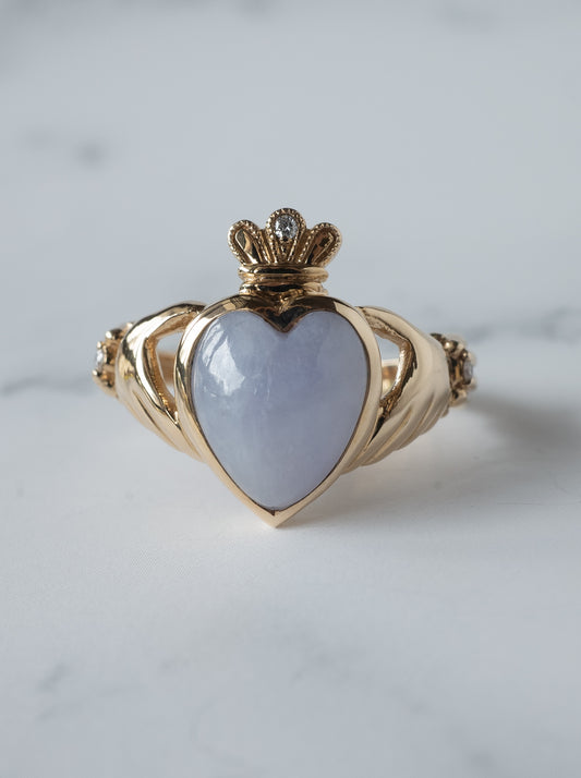 Lavender Jadeite Claddagh Ring
