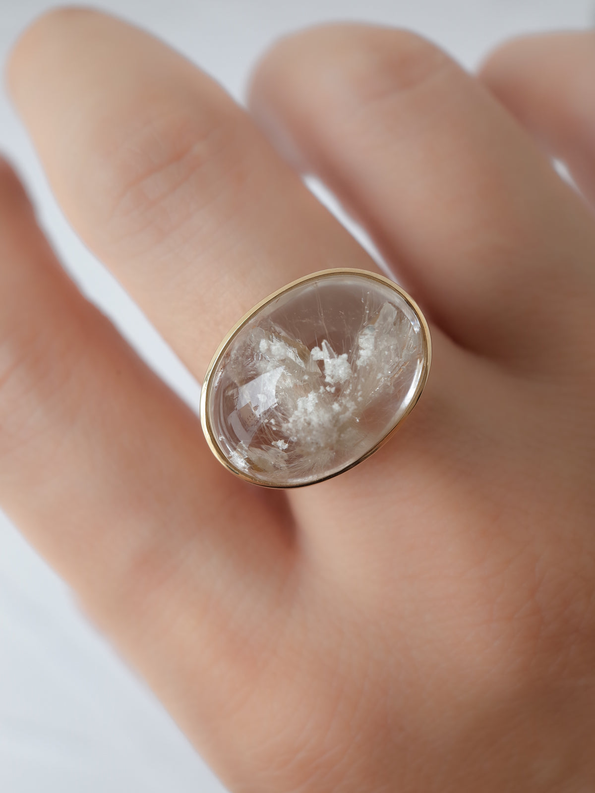 White Garden Quartz in Quartz Ring  - 1