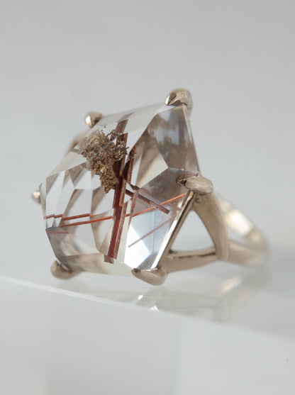 Red Rutilated Quartz Ring  / cut by CANNA