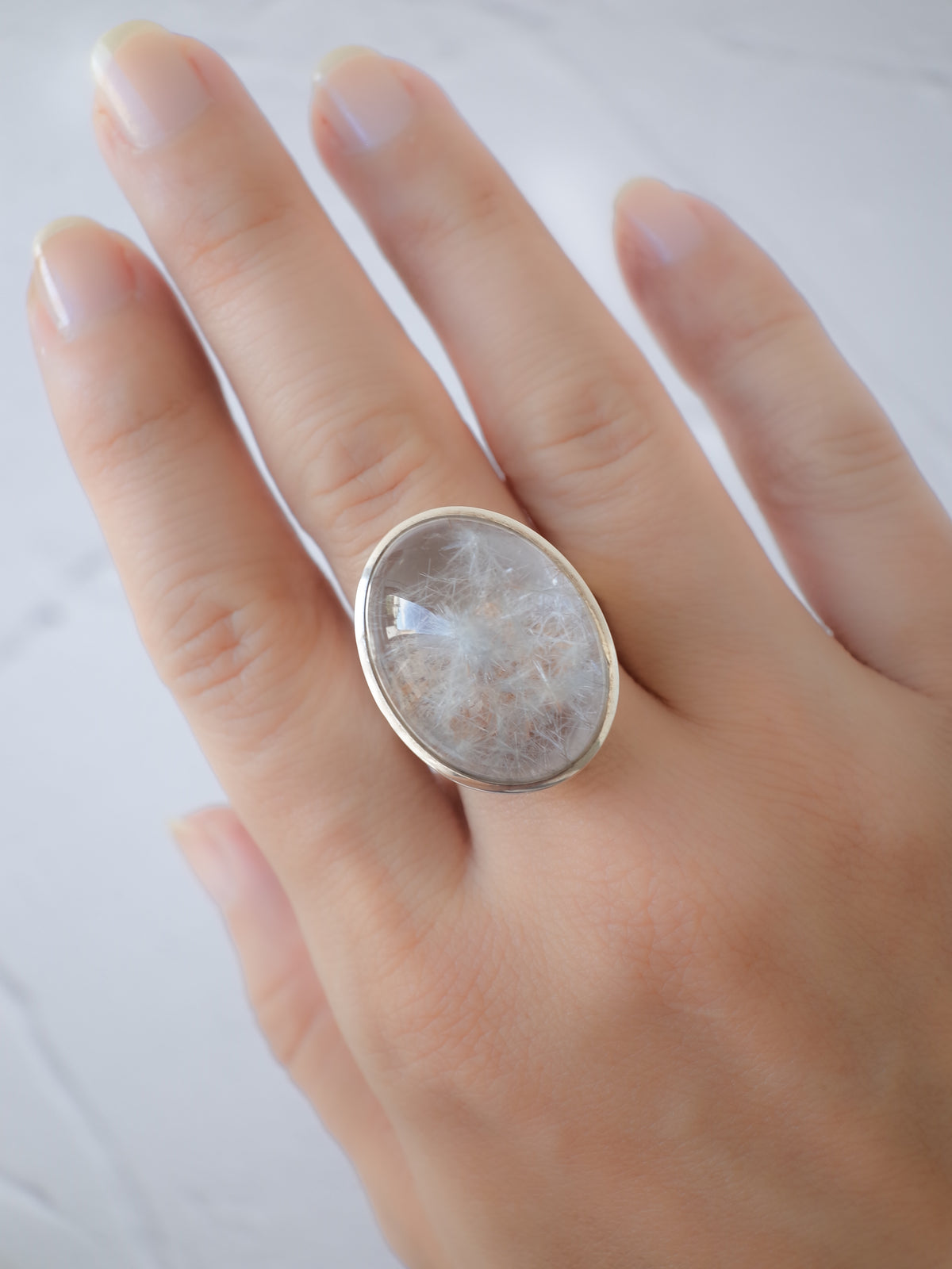 Dumortierite in Quartz Ring - 3