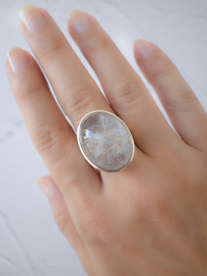 Dumortierite in Quartz Ring - 3