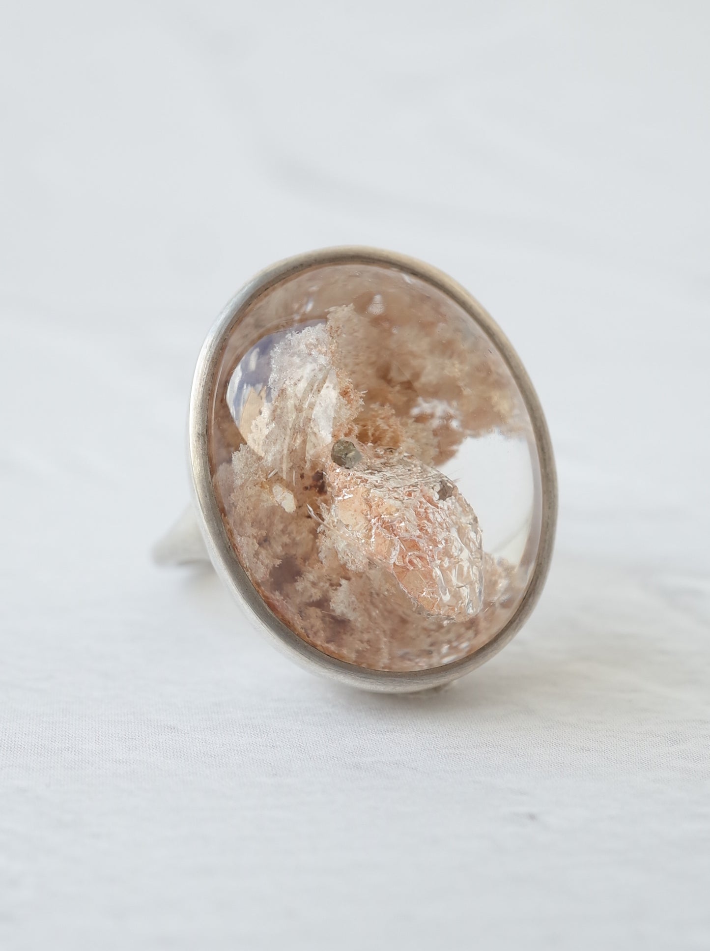 Pyrite in Garden Quartz Ring