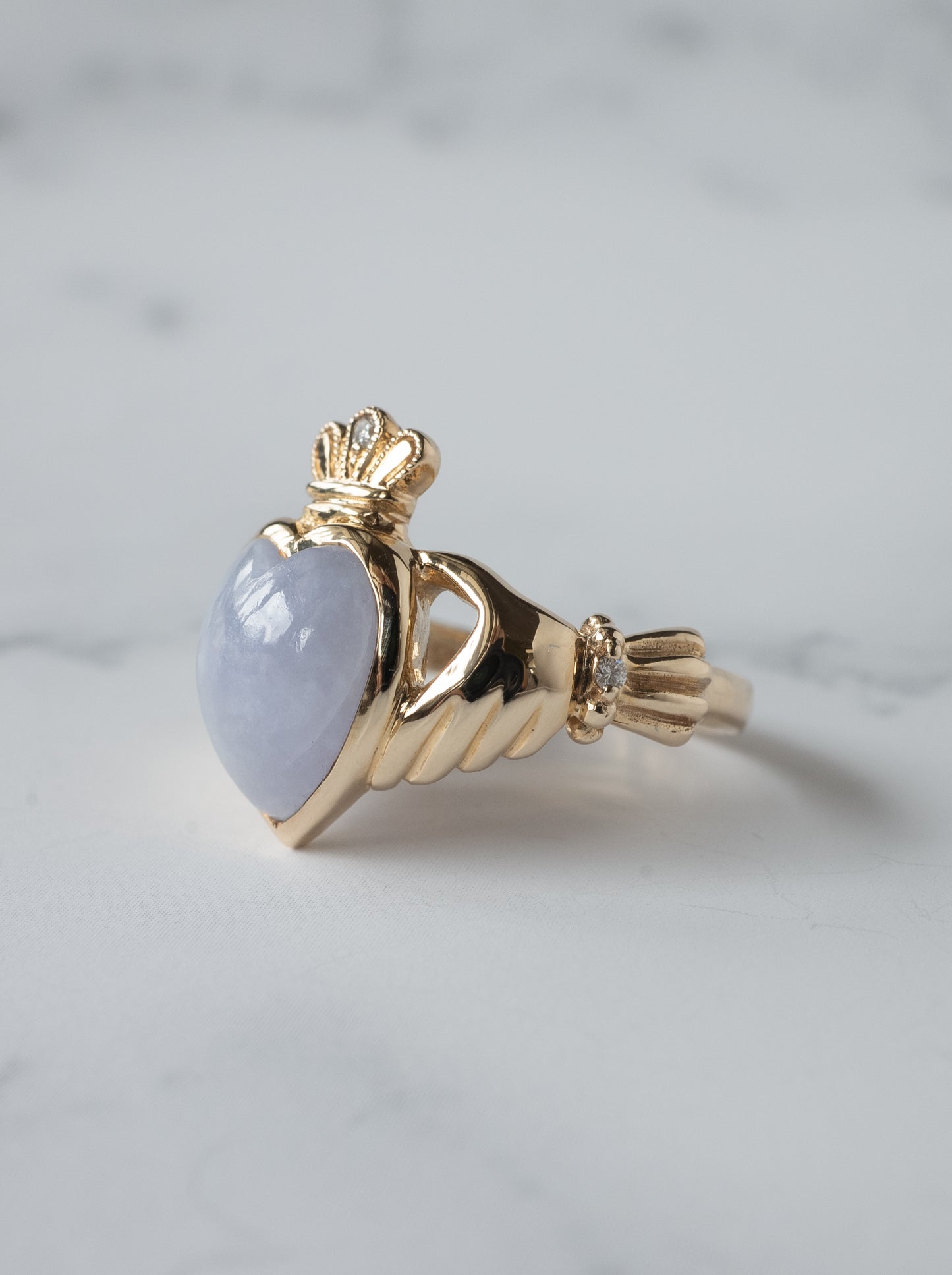 Lavender Jadeite Claddagh Ring