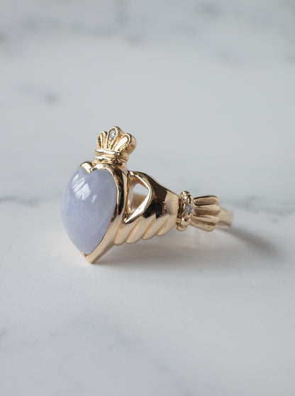 Lavender Jadeite Claddagh Ring