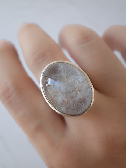 Dumortierite in Quartz Ring - 3