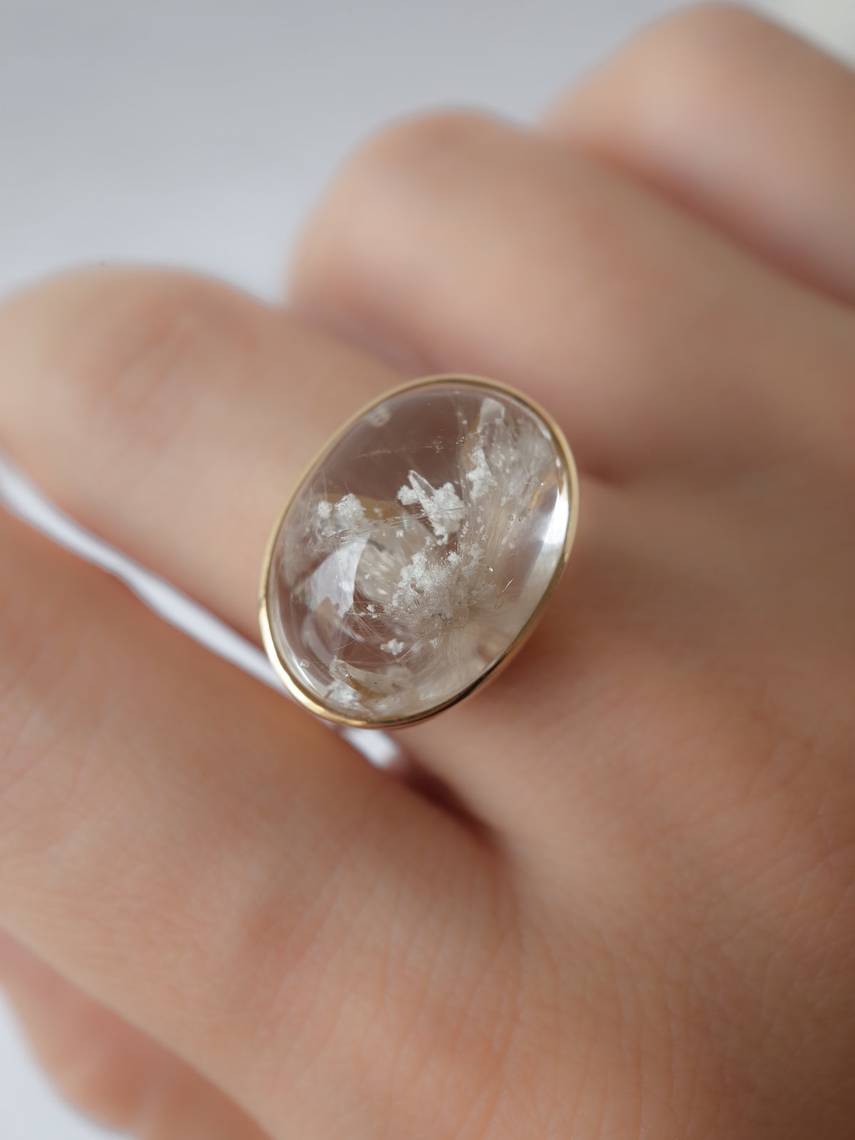 White Garden Quartz in Quartz Ring  - 1