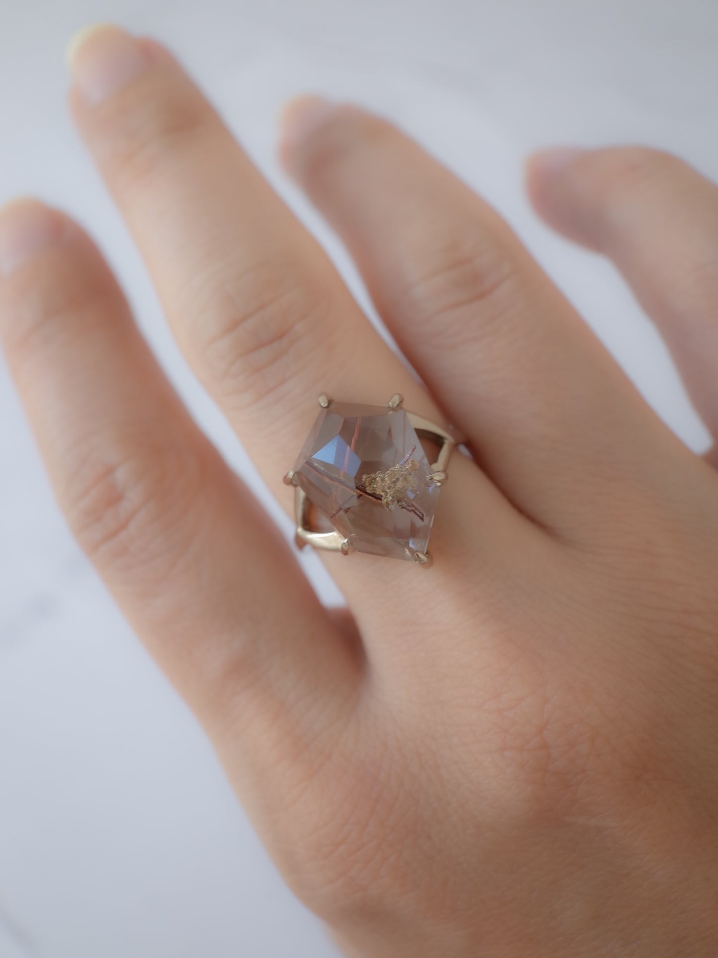 Red Rutilated Quartz Ring  / cut by CANNA