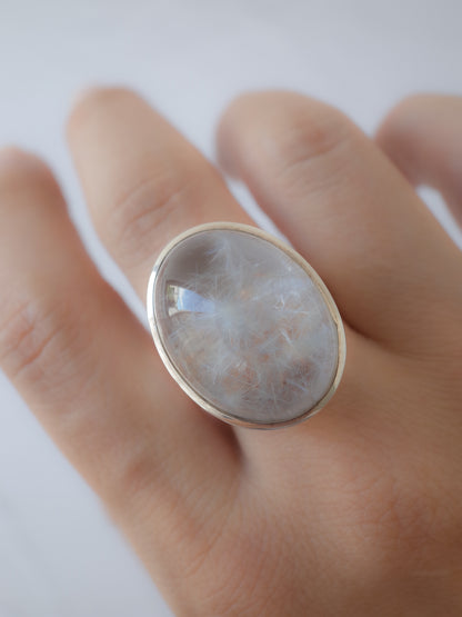 Dumortierite in Quartz Ring - 3