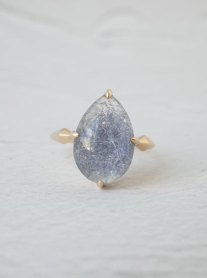 Dumortierite in Quartz Ring - 2