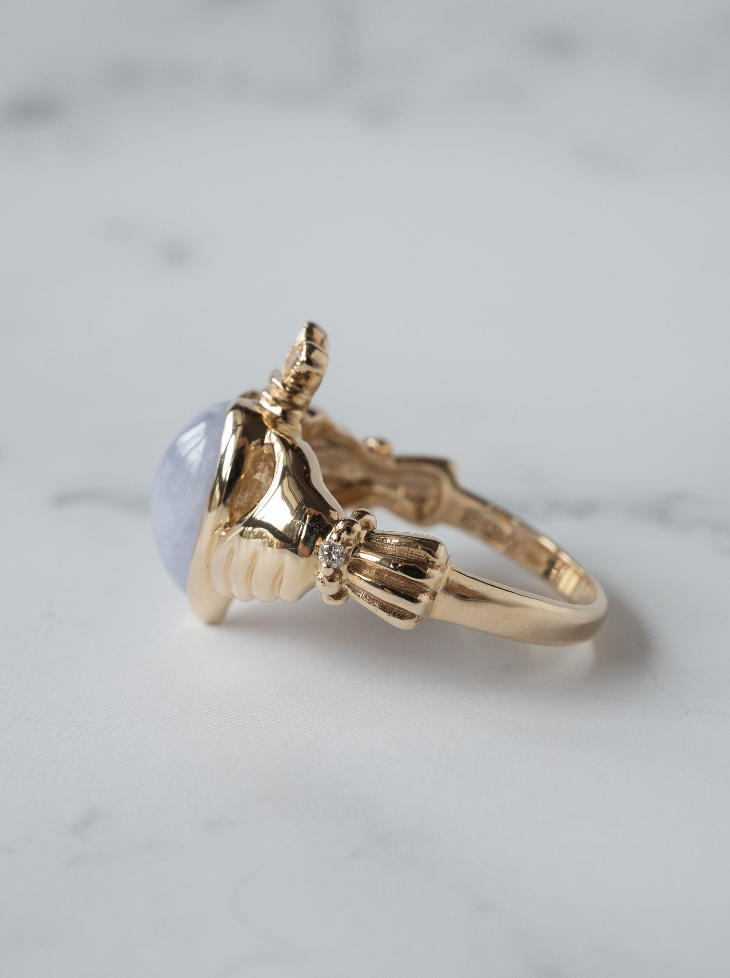 Lavender Jadeite Claddagh Ring