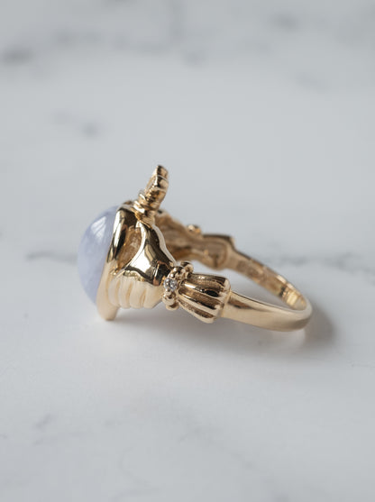 Lavender Jadeite Claddagh Ring