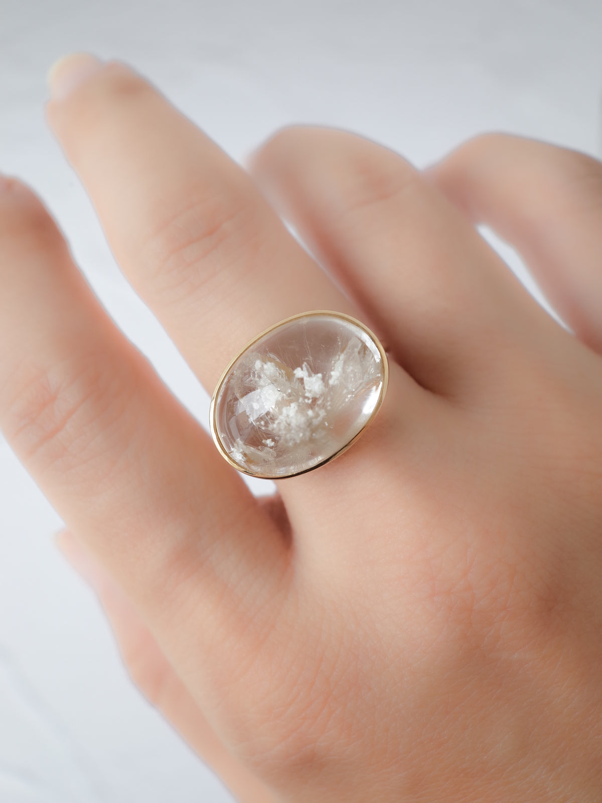 White Garden Quartz in Quartz Ring  - 1