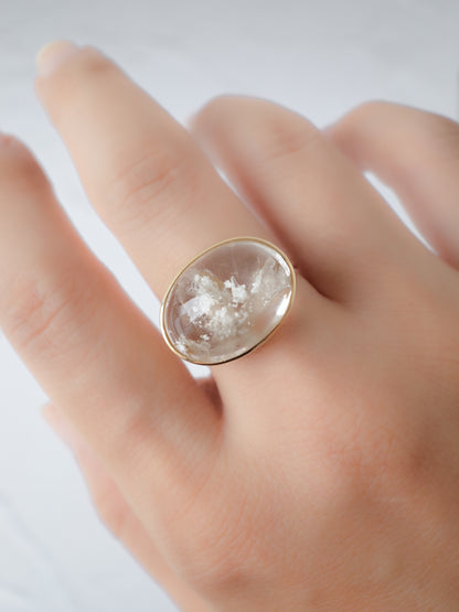 White Garden Quartz in Quartz Ring  - 1