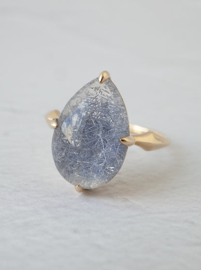 Dumortierite in Quartz Ring - 2