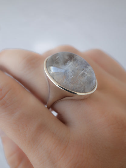 Dumortierite in Quartz Ring - 3
