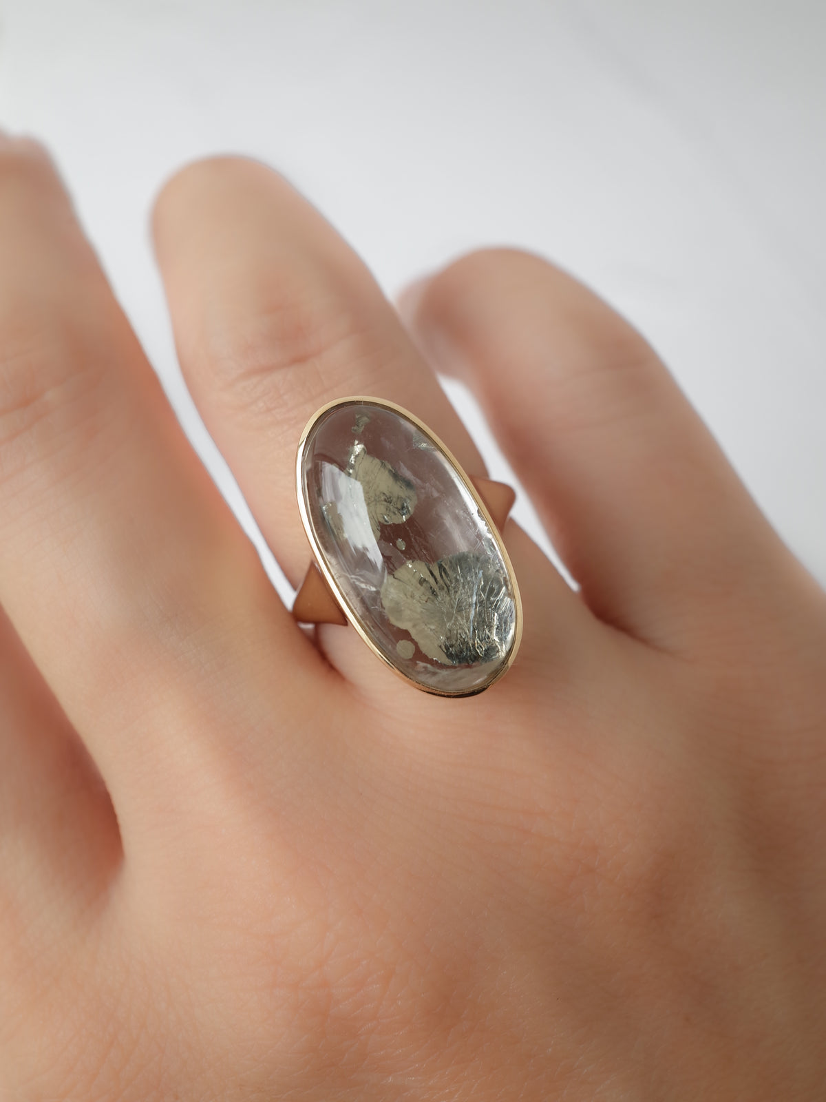 Marcasite in Quartz Ring
