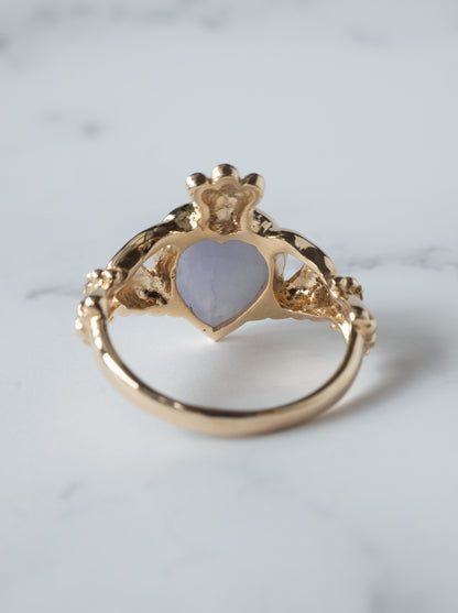 Lavender Jadeite Claddagh Ring