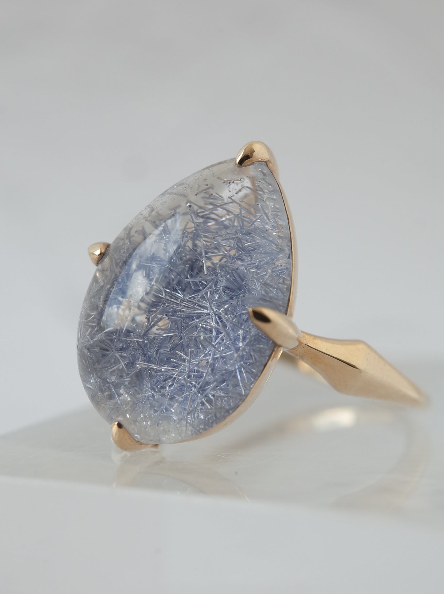 Dumortierite in Quartz Ring - 2