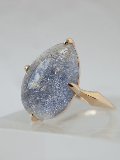 Dumortierite in Quartz Ring - 2