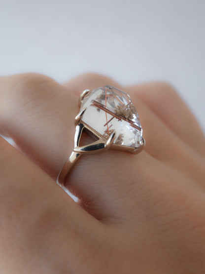 Red Rutilated Quartz Ring  / cut by CANNA
