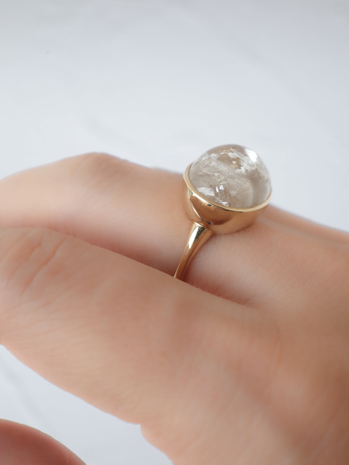White Garden Quartz in Quartz Ring  - 1