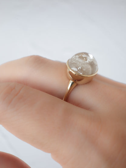 White Garden Quartz in Quartz Ring  - 1