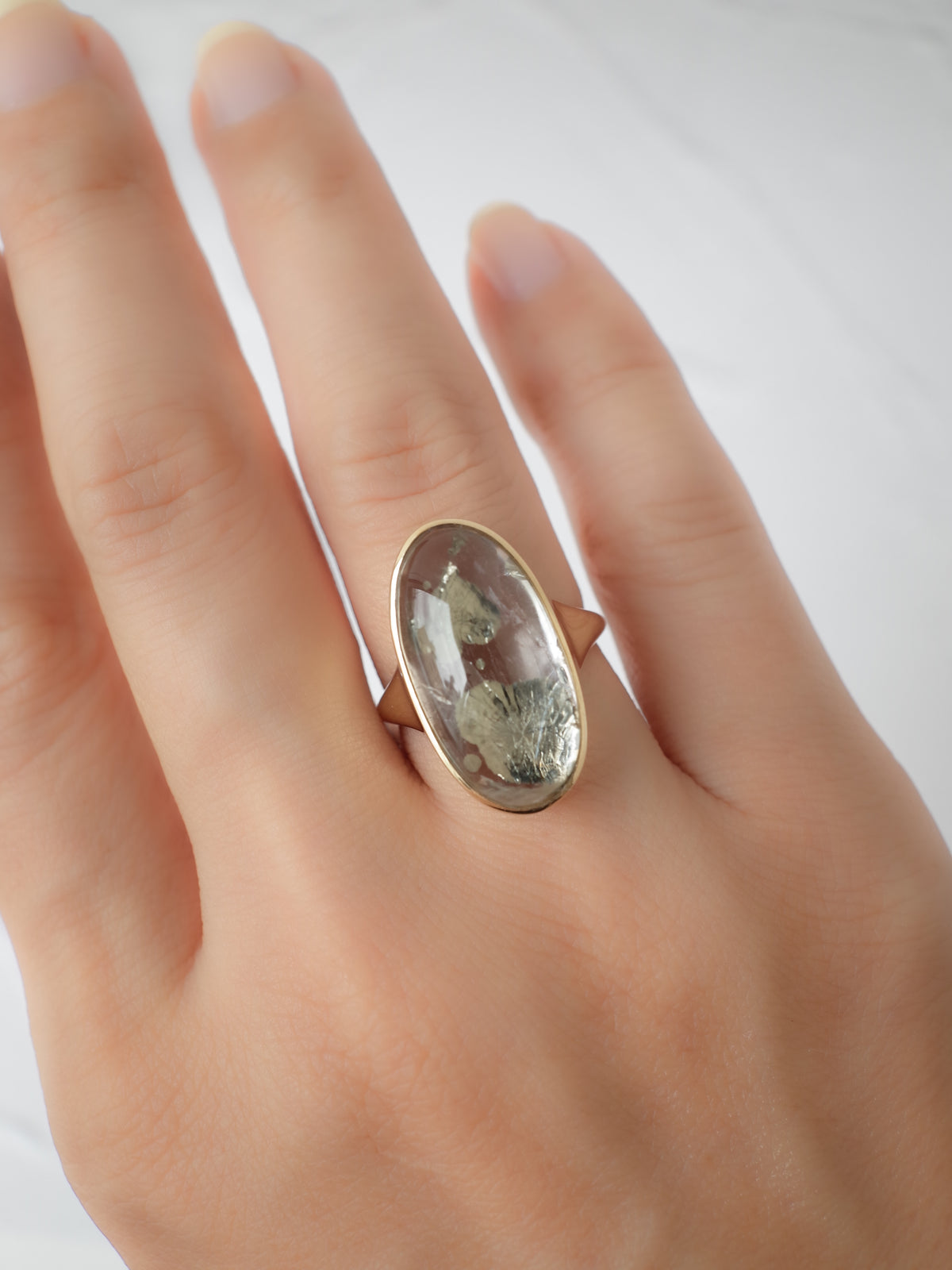 Marcasite in Quartz Ring